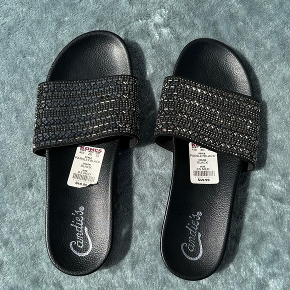 Candie’s Parsley Sandals in Black and Silver Size 8.5 NWT - Picture 3 of 5